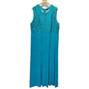Lane Bryant Teal Lace Sleeveless Maxi Dress Jersey Stretch Formal or Casual